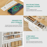 YITAHOME Double Tilt Out Trash Cabinet 10 Gallon with Drop Leaf & Power Outlet, Rolling Kitchen Island Trash Can Recycling Cabinet w Drawer, Pet Proof Garbage Bin Storage for Kitchen, White Oak YITAHOME