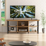 GreenForest TV Stand for TV up to 65 inches, Entertainment Center with 6 Storage Cabinet for Living Room, 55 inch Farmhouse Television Stands Console Table, TV stands for Living Room, Walnut GreenForest