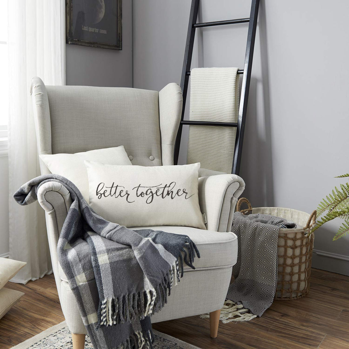 Meekio Farmhouse Pillow Covers with Better Together Quote 12" x 20" Farmhouse Rustic Décor Lumbar Pillow Covers with Saying Housewarming Gifts Family Room Décor Meekio