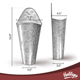 Hallops Galvanized Wall Planters - Two (2) Large Premium. Farmhouse Metal Hanging Vase. Rustic Decor. Tall Container for Easter Flowers or Planets. Tin Style Bucket or Pocket Hallops