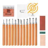 Schaaf Wood Carving Tools 12pc Wood Carving Kit, | Precision Japanese Pen Chisel Set, Beginner Learning Material, Sharpening Supplies | Multipurpose Wood Carving Knives, Linocut Tools (Small Handles) Schaaf Wood Carving Tools