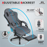Gaming Chair with Footrest, Ergonomic Computer Chair, PU Breathable Material with Headrest and Lumbar Support, Suitable for Silla Gamer and Adults (Grey) Gamtimer