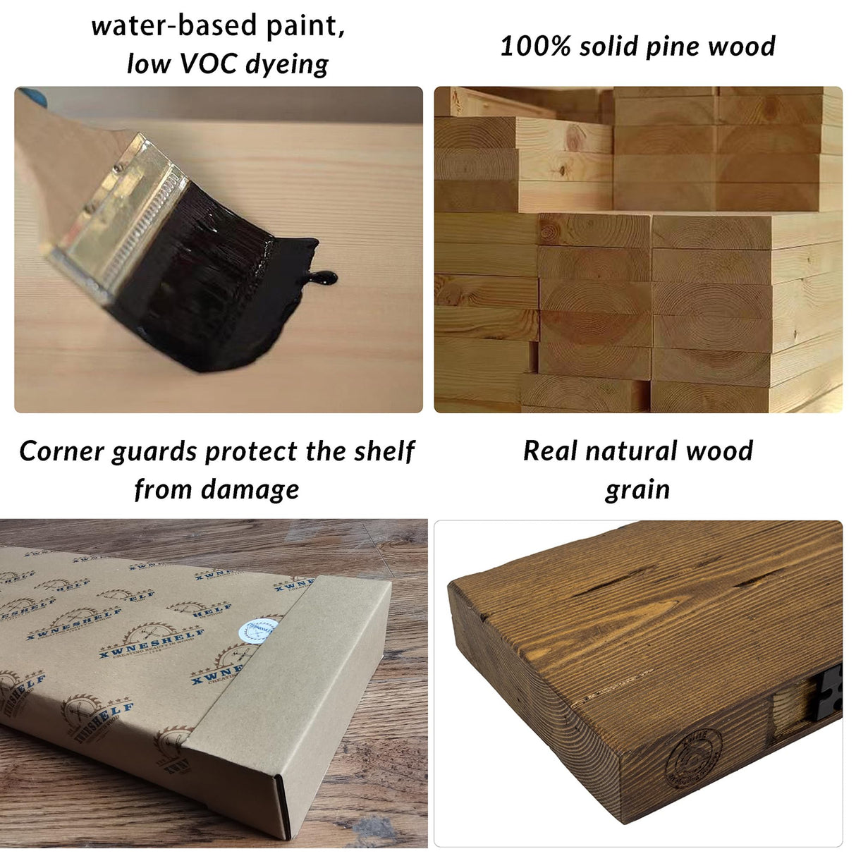 XWNE Wood Floating Shelves,48 inch Rustic Wood Wall Shelves for Bathroom Living Room Bedroom Kitchen Farmhouse Laundry Room Set of 2,Handmade-Thickened Wall Shelf (Distressed Walnut, 48''x8''x1.5'') XWNE