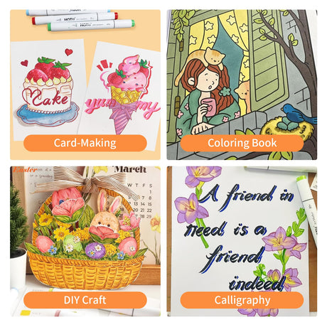 HOTU Alcohol Markers Brush Tip and Fine Tip 50 Colors Dual Tips Art Marker Set Alcohol-based Sketch Pens with Carrying Case，Non-Bleeding Pad for Artist Adults Coloring Illustration HOTU