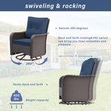 ASJMR 11 Pieces Patio Furniture Set with 2 Swivel Chairs Patio Furniture Outdoor Sectional Sofas with 55000 Gas Fire Pit Patio Conversation Set w/7 Cushions ASJMR