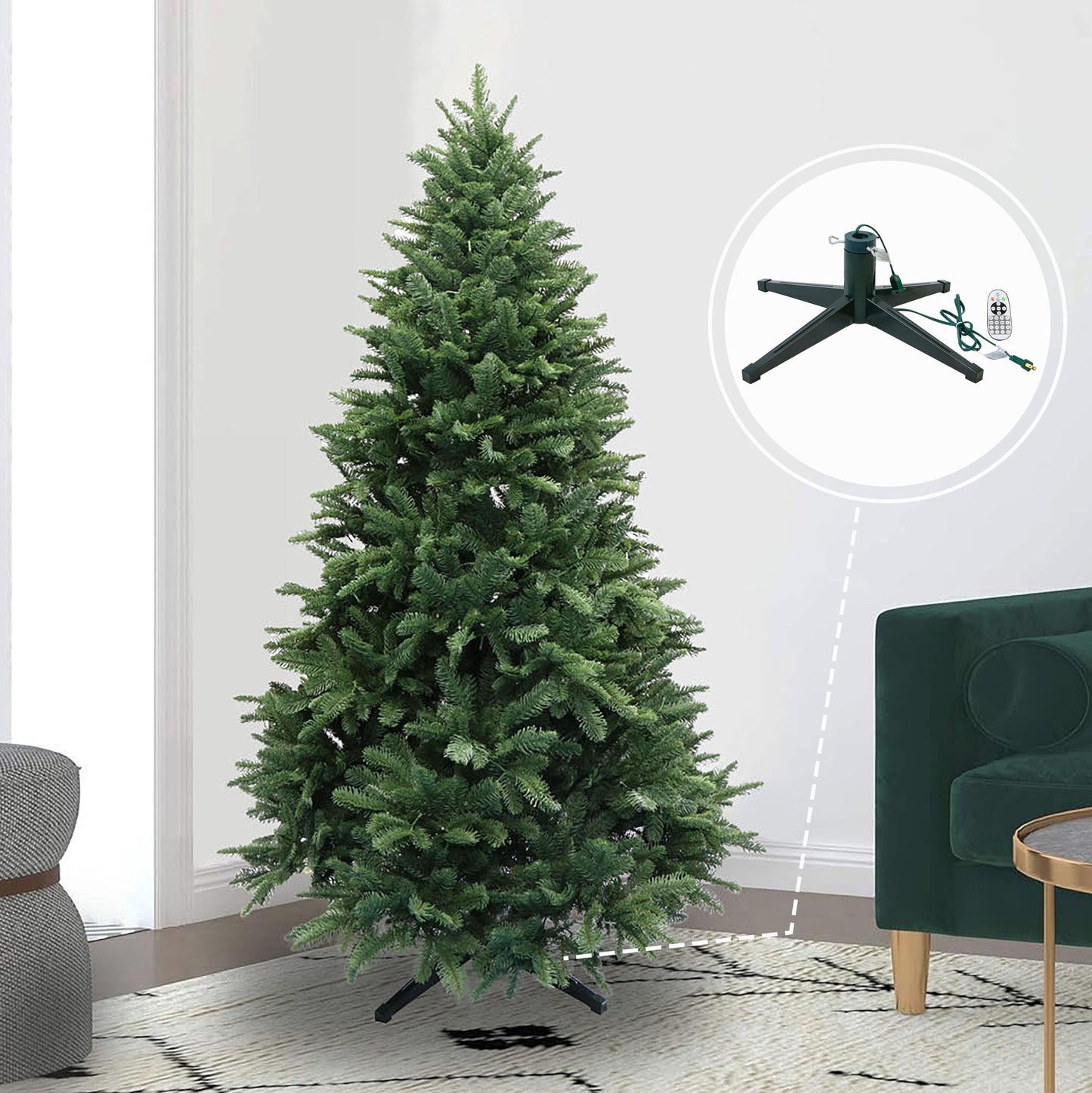 VINCONLIDY Rotating Christmas Tree Stand with Music Function, Remote Controller, Electric Iron 360 Degree Rotation for Hold Up to a 10Ft 60 to 80 Pound Artificial Christmas Tree