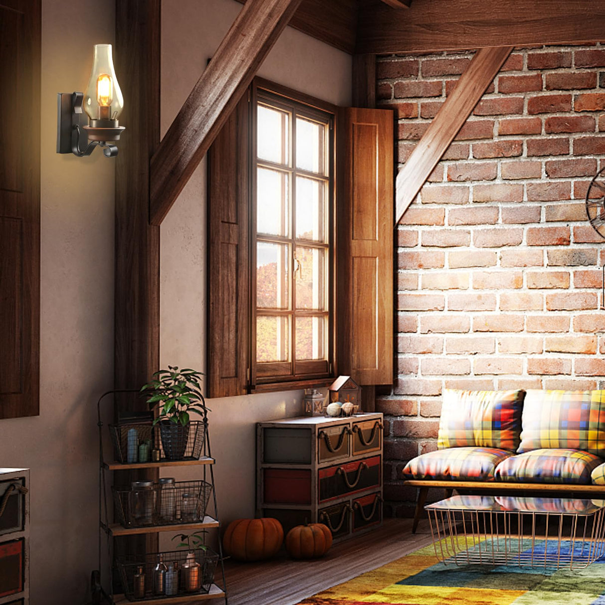 LightInTheBox Rustic Wall Sconce Vintage Farmhouse Wall Light Fixtures Industrial Glass Wall Lamp for Cabin Bedroom Living Room Hallway Fireplace (2PCS) LightInTheBox