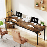 Tribesigns 78.7" Extra Long Computer Desk, [Double Desk] [2 Drawers], Two Person Desk Large Executive Office Desk, Writing Table Study Desk for Home Office, Rustic Brown Tribesigns