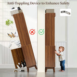 Bifins 68" Tall Bathroom Storage Cabinet,Narrow Fluted Tower Cabinet with Door and Shelves,Slim Space Saving Storage Unit for Bathroom Kitchen Living Room (Walnut, 11.8" D x 15.75" W x 68" H) Bifins