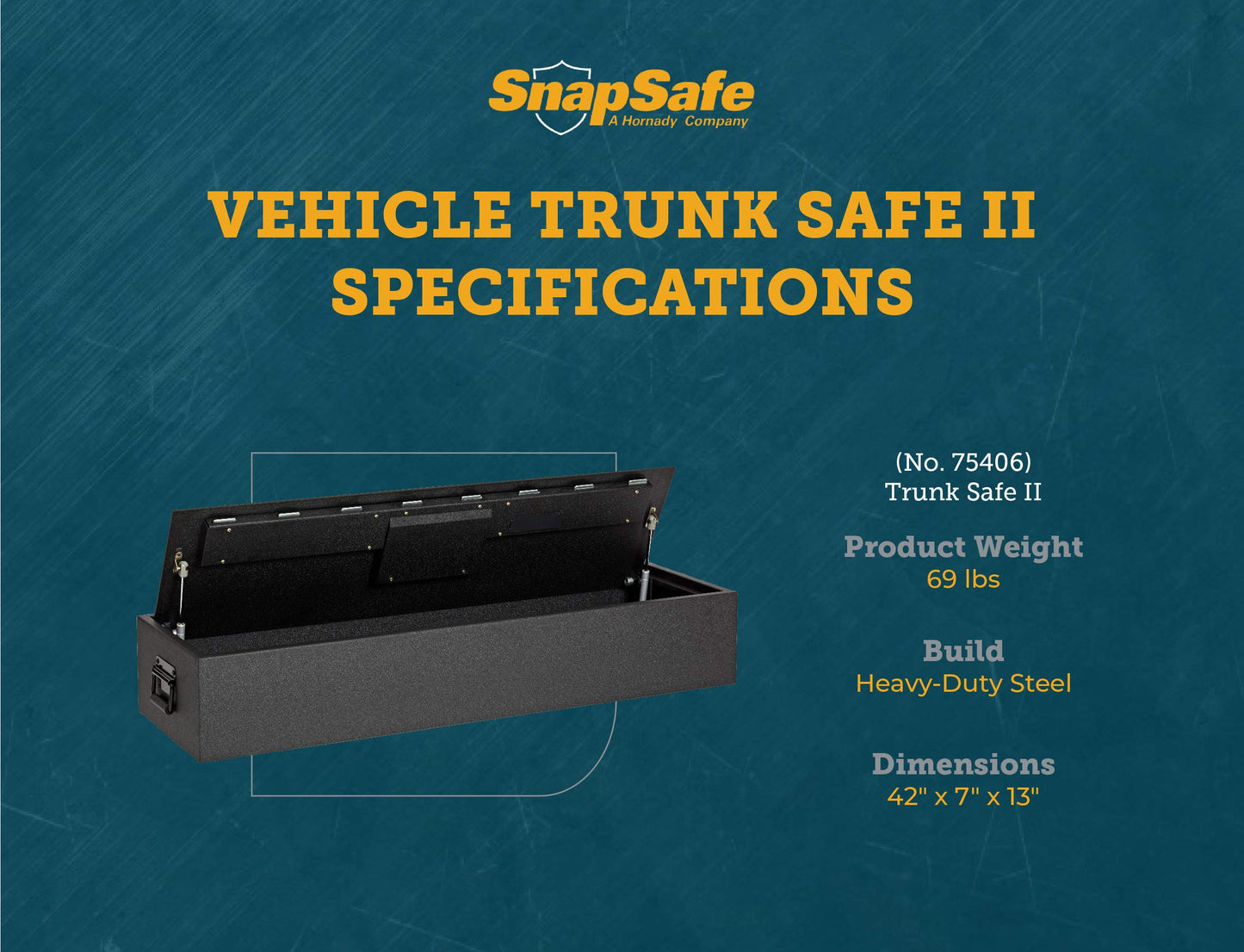 SnapSafe Trunk Safe II – Vehicle Gun Safes for Rifles and Shotguns – Security in Your Car or Truck, Protect Your Firearms, Ammo and Valuables – Black, Measures 7 x 42 x 13 Inches