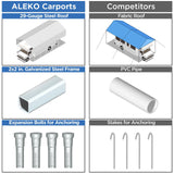 ALEKO Metal Carport | Steel Frame and Roof |12W x 30L x 10H ft. | Heavy-Duty Garage Shelter | All Weather Multi-use Storage Shed | Gray ALEKO