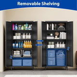 BYNSOE Kitchen Pantry Storage Cabinet with Adjustable Shelves Metal Cupboard Storage Cabinet with Adjustable Feet Pantry Cabinet for Kitchen, Living Room Dinning Room Bathroom. (Black, 61 inch) BYNSOE