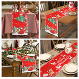 Merry Christmas Table Runner, Linen Christmas Trees Table Runner Red Merry Xmas Table Runner Long Seasonal Winter Holiday Kitchen Dining Table Decoration for Indoor Outdoor Home Party Christmas Decor Vspek