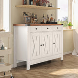 SPERTIKC Coffee Bar Cabinet, Farmhouse Sideboard Buffet Cabinet with Storage, White Kitchen Storage Cabinets with Large Drawer,2 Doors, Adjustable Shelves for Dining Room,Living Room SPERTIKC