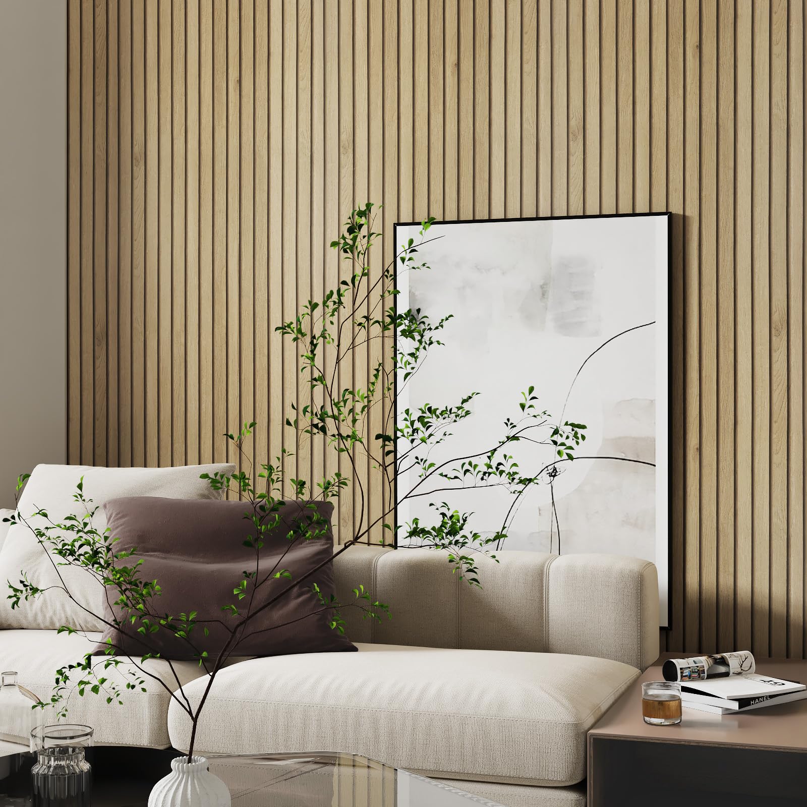 Livelynine Peel and Stick Wallpaper Wood Slats Self Adhesive Wall Paper 15.8x197 Faux Wood Contact Paper Peel and Stick Accent Wall Vinyl Cubicle Wallpaper Natural Wooden Slats for Wall Decor - WoodArtSupply