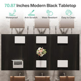 Tribesigns 70.86" Conference Table, Modern Black Meeting Table with Metal Frame, Rectangular Seminar Table Boardroom Desk for Office Meeting Conference Room Tribesigns