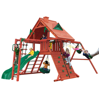 Gorilla Playsets 01-0013 Sun Palace II Wood Swing Set with Monkey Bars and Wood Roof, Amber