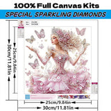 5D Diamond Art Kits for Adults,Dancing Young Woman Special Shape Diamond Painting Kits for Beginners,Butterfly DIY Crystal Paint by Diamonds Dots Gem Art Craft for Home Decor 11.8x11.8 Inch Acelii