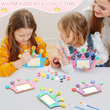 Blueweenly 12 Pcs DIY Picture Frame Painting Craft Kits for Kids Wooden Crown Princess Party Favors Paint and DIY Your Own Frame with 88 Cell Rhinestone Stickers 12 Color Paint for Girls Birthday Blueweenly