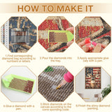 MEIYUDA Deer Diamond Painting Kits for Adults, DIY American Flag Deer Diamond Art Dots for Adult Beginners, Full Diamond Art Painting Kit for Home Wall Decor Gifts 12x16inch MEIYUDA