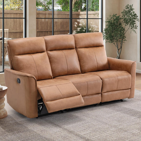 Manual Loveseat Recliner Sofa, Wall-Hugger 3 Seat Reclining Love Seat Couches, Leathaire Reclining Sofa Set, 3-Seater Recliner Chair for Living Room, Office, Apartment, Brown CANMOV