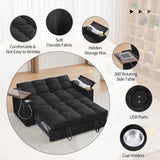 Eafurn 64.96" Oversized Convertible Sleeper Sofa Couch Bed, Queen Futon Loveseat Pull Out Sofabed Recliner Lounge Love Seat with Reclining Backrest,Storage Armrest,USB Port,Side Table and Cupholders Eafurn