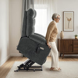 MCombo Power Lift Recliner Chair with Extended Footrest for Elderly People, Fabric 7283 (Dark Gray, Large) MCombo