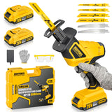 ALLOY POWER 20V Cordless Reciprocating Saw, 0-3500 SPM, with 2 Packs Batteries, Tool-free Blade Change, LED Light Power Reciprocating Saws, 6 Saw Blades Kit for Wood/Metal/PVC Cutting Included ALLOY POWER