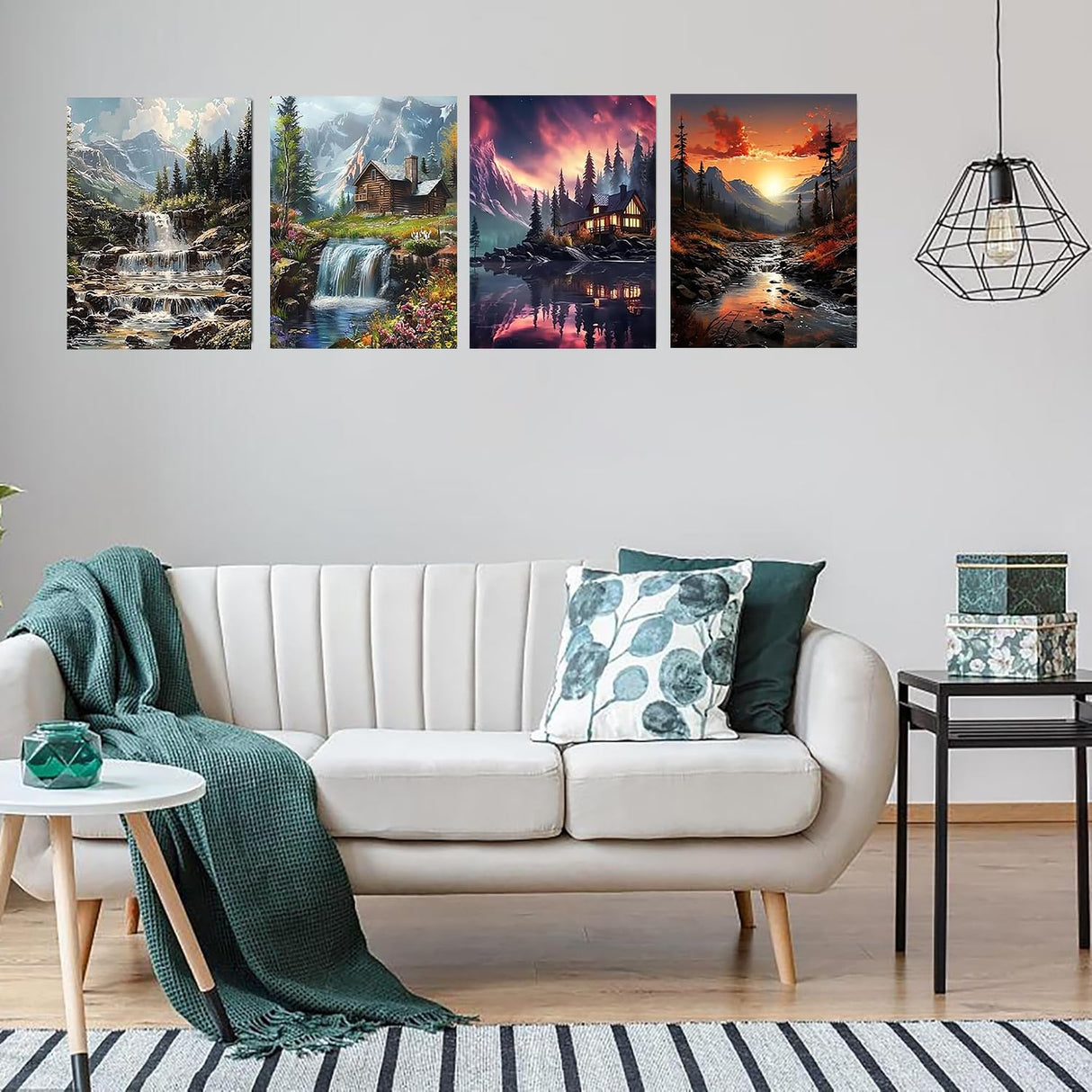 EIBEILI Diamond Painting Kits for Adults, 4 Pack Landscape Diamond Art Kits for Beginners DIY 5D Full Drill Forest Sunset Scenery Diamond Dots Gem Art and Crafts for Home Wall Decor 12x16 Inch EIBEILI