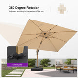 PURPLE LEAF 7 Pieces Patio Furniture Set with 9' X 12' Cantilever Umbrella Daybed Tables Outdoor Wicker Sectional Conversation Sets Modern Aluminum L Shaped Sofa for Balcony Yard Garden Poolside PURPLE LEAF