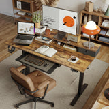 Agilestic Electric Standing Desk with 2 Drawers and Keyboard Tray, 48 x 24 Inches Ergonomic Adjustable Height Desk with Storage, Sit Stand Computer Workstation, Rustic Brown Agilestic