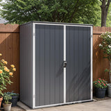 Patiowell 5 x 3 FT Outdoor Storage Cabinet Plastic Shed Patio Storage Shed with Stable Roof and Lockable Doors Waterproof Resin Shed for Pool Storage, Tools and Patio Furnitrue Accessories, Dark Gray Patiowell