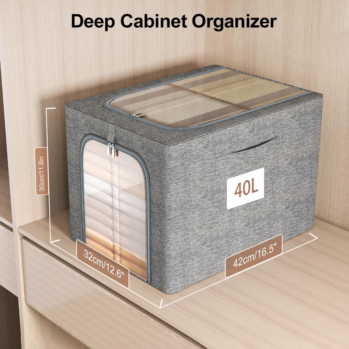 GoMaihe Clothes Storage Bin with Metal Frame: 6-Pack Stackable Closet Storage Bin with Lid & Clear Window, Sweater Boxes Storage for Closet Bedding Clothing Storage Organizer 40L GoMaihe