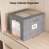 GoMaihe Clothes Storage Bin with Metal Frame: 6-Pack Stackable Closet Storage Bin with Lid & Clear Window, Sweater Boxes Storage for Closet Bedding Clothing Storage Organizer 40L GoMaihe