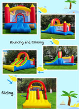HuaKastro 16x7.2FT Inflatable Bounce House with 2 Racing Slides & Large Climbing Wall, 3 in 1 Kids Inflatable Trampoline Rainbow Jumping Castle Kids Backyard Playgrounds - with Air Blower HuaKastro