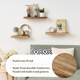 OAKERLAND Floating Shelves for Wall Set of 2, 12 inch Rustic Paulownia Wood Wall Shelves for Bathroom, Living Room, Bedroom and Kitchen, Picture Ledge for Storage,Books,Room Decor, 6x12 inch OAKERLAND