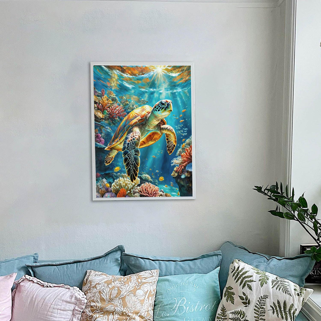 Lovepefe Sea Turtle Diamond Art Painting Kits for Adults Paint with Diamond Kit for Beginners DIY Full Drill Gem Art Home Wall Decor 12 X 16 Inch Lovepefe