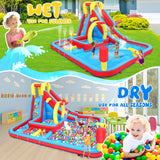 Whubefy Inflatable Water Slide Bounce House, 13.2x10Ft 13-in-1 Bounce House Obstacle Course Waterslides, Summer Fun w/Boxing Pole/Slide/ 10+ Accessories, Inflatable Water Slide for Kids Outdoor Whubefy