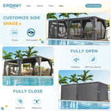 EROMMY Louvered Pergola 10' x 20' Outdoor Hard Top Pergola with Aluminum Frame and Adjustable Metal Rainproof Roof for Garden & Patio, Curtains and Netting Included, Gray-Black EROMMY