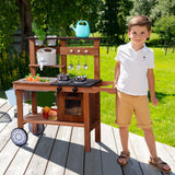ROBUD Mud Kitchen for Kids Outdoor with Wheels, Wooden Outdoor Play Kitchen, Kids Mud Kitchen with Removable Sink & Faucet, Monteeori Toys for Children Ages 3+ Years, WG403 ROBUD