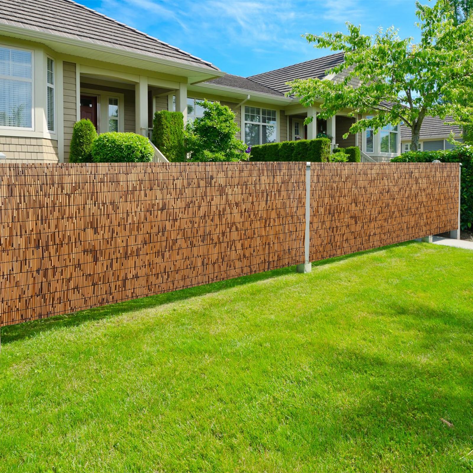 Bamboo Screen Fencing 1 2 3 4 5 6 Feet High Natural Porch Screening Rolls Balcony Privacy Screen Sun Shade for Outdoor Old Fence Patio Backyard Divider Decorative Sturdy & Straight Easy to Cu - WoodArtSupply