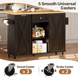 Rolling Kitchen Island with Trash Can Storage, Kitchen Island Cart with Drop Leaf Countertop, 47.2” Kitchen Island on Wheels, Island Table with Drawer & Shelf for Kitchen, Fits 10-Gallon Bins spanspace