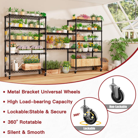 PrimeZone 6 Tier Wire Shelving with Wheels 78''H 1500lbs Storage Shelves NSF Certified Heavy Duty Steel Metal Shelf Adjustable Rolling Rack Kitchen Garage Closet Pantry Laundry 78''HX36''WX18''D 3Pcs PrimeZone