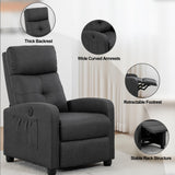 Sftaiyou Power Massage Small Recliner Chair, Fabric Recliners for Adults, Adjustable Home Theater Seating with Lumbar Support, Modern Reclining Sofa Chair for Living Room Bedroom (Black) Sftaiyou