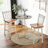 COSTWAY Set of 2 24.5-Inch Swivel Bar Stools in White Rubber Wood with Footrest and Ergonomic Design COSTWAY