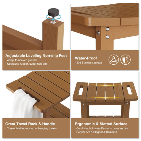 oridom HIPS Shower Benches for Inside Shower, Shower Stool with Space-Efficient Storage Shelf, Waterproof Shower Chair Seat for Spa Bathroom(Brown) oridom