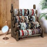 TOPNEW 4 Tier Wooden Bracelet Holder, Bangle Watch Necklace Display Storage Jewelry Holder Stand Display Organizer, Brown 4 Tier Wooden Bracelet Holder TOPNEW
