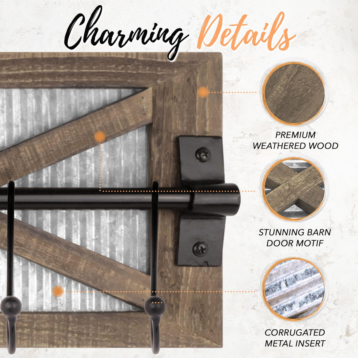 Autumn Alley Rustic Coat Rack Wall Mount – Multi-Purpose Farmhouse Wood and Metal Coat Hooks Wall Mount for Entryway, Bathroom, or Kitchen Autumn Alley