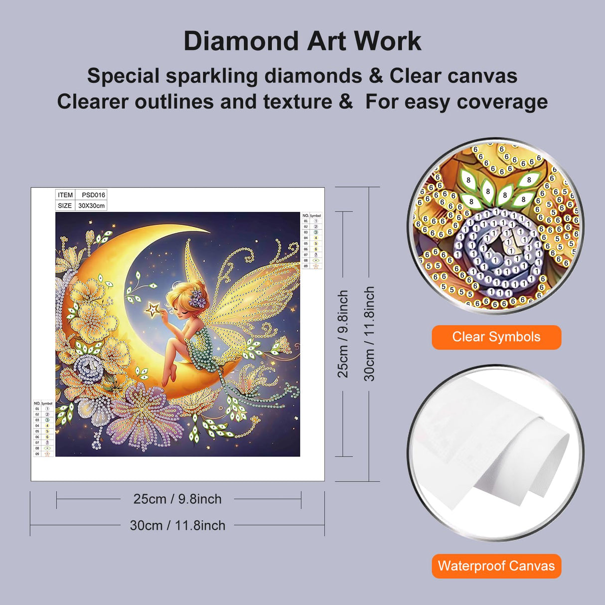 WSLWXSHM 5D Special Shape Diamond Art Kits for Beginners, Diamond Painting Kits for Adults Moon Fairy, Crystal Rhinestones Diamond Painting for Home Wall Decoration Gift 12×12inch, Elf Girl WSLWXSHM