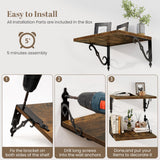 Fun Memories 40 Inch Floating Shelves Wall Mounted, 12 Inch Deep Wall Shelves with Bracket, Rustic Hanging Bookshelf, 40" Bookshelves for for Living Room, Kitchen and Bedroom, Rustic Brown, Set of 2 Fun Memories